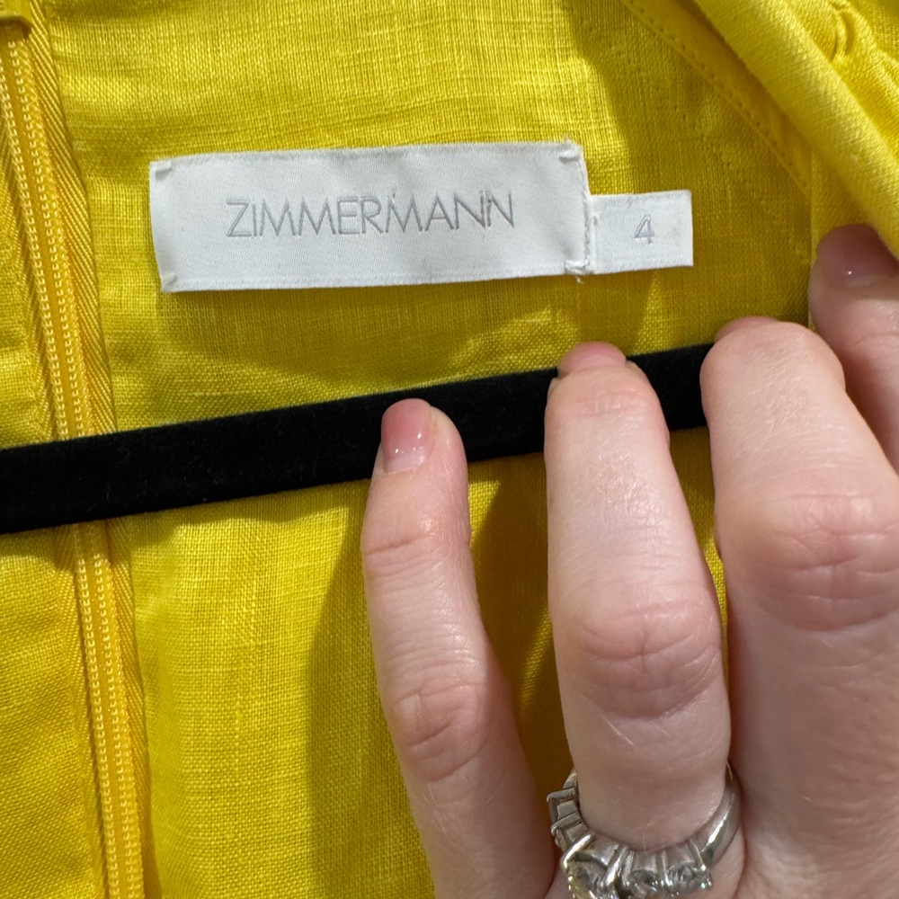 Zimmermann yellow linen Shelly plunge bow mini dress - Picture 7 of 14